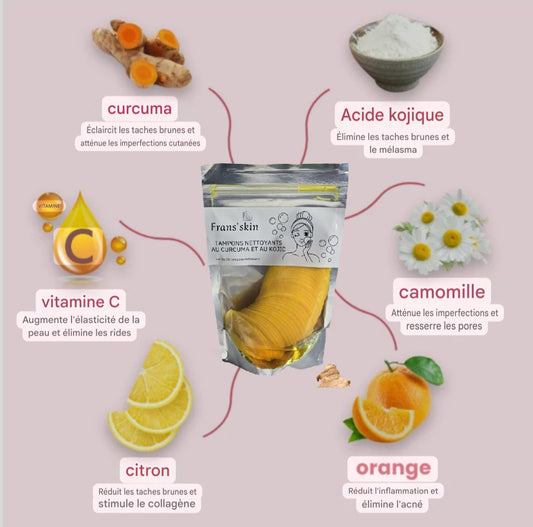 Disques de Coton au Curcuma & Acide kojique