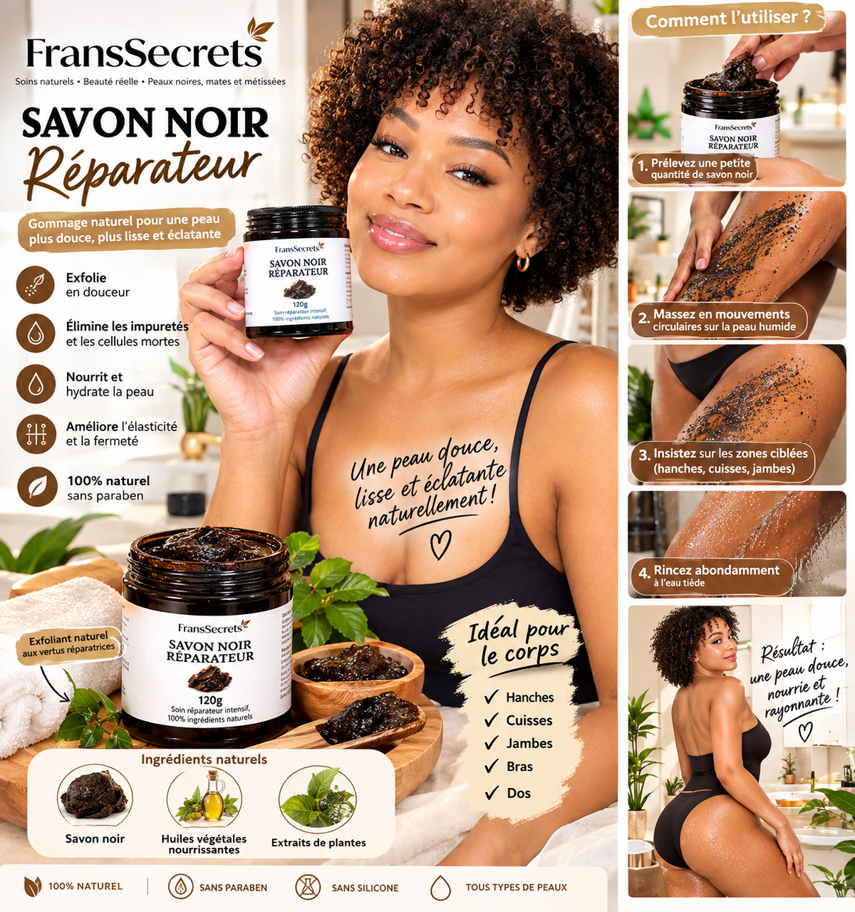 Savon Noir Réparateur Nettoyant Naturel