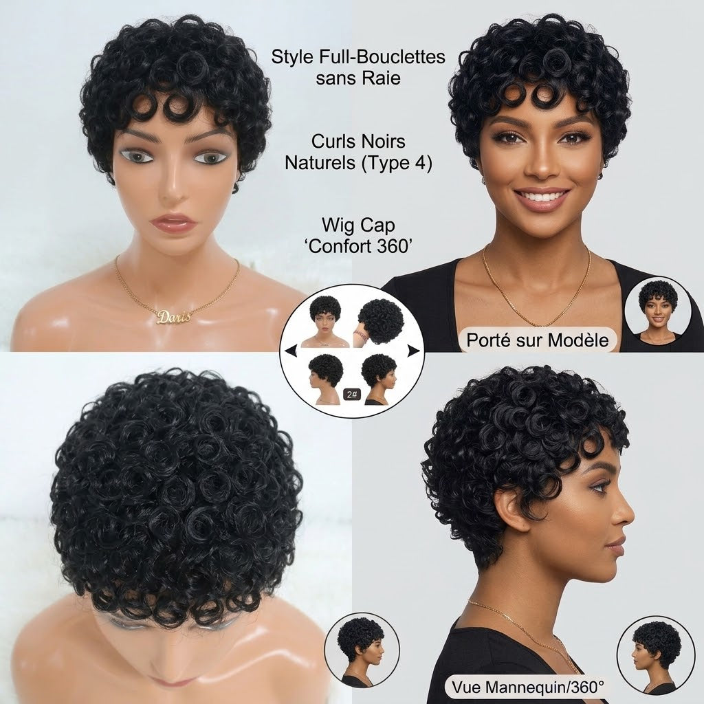 N°2: Perruque pixie courte en cheveux naturels, prête à porter