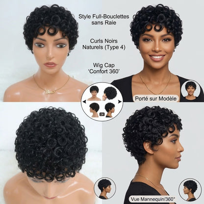 N°2: Perruque pixie courte en cheveux naturels, prête à porter