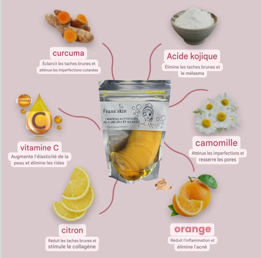 Disques de Coton au Curcuma & Acide kojique