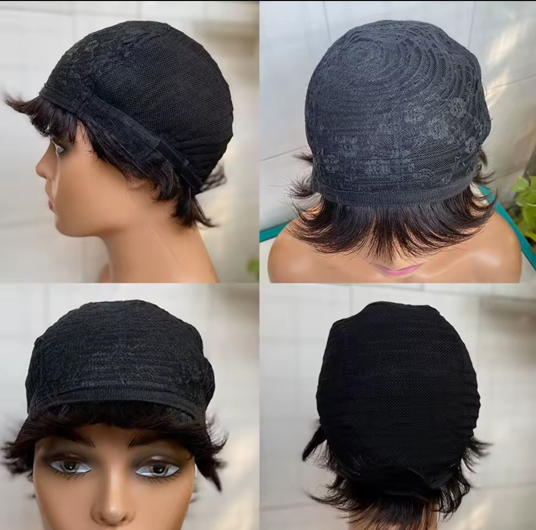 N°2: Perruque pixie courte en cheveux naturels, prête à porter